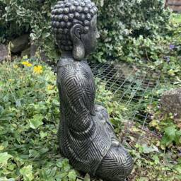 stone Garden Large Maze Robe Buddha Black & Gold Gift Concrete Ornament - thumbnail 4