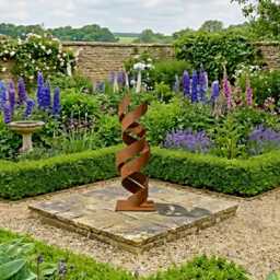 Modern Rusted Metal Spiral Sculpture Abstract Steel Art For Garden - thumbnail 2
