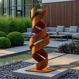 Modern Rusted Metal Spiral Sculpture Abstract Steel Art For Garden - thumbnail 4