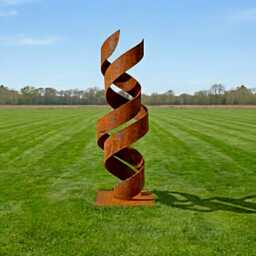 Modern Rusted Metal Spiral Sculpture Abstract Steel Art For Garden - thumbnail 1