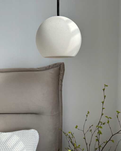 Plaster Orb Pendant Light - Handmade Minimalist Lighting, Sculptural White Pendant, Bedroom Ceiling Lamp - image 1