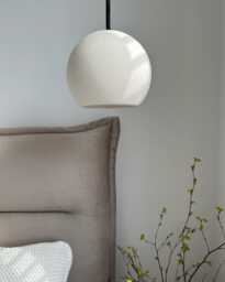 Plaster Orb Pendant Light - Handmade Minimalist Lighting, Sculptural White Pendant, Bedroom Ceiling Lamp - thumbnail 1