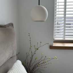 Plaster Orb Pendant Light - Handmade Minimalist Lighting, Sculptural White Pendant, Bedroom Ceiling Lamp - thumbnail 2