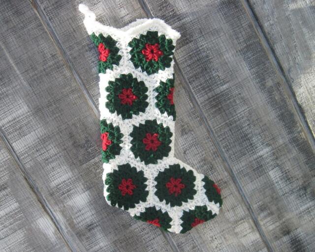 Crocheted Granny Square Christmas Stocking - image 1
