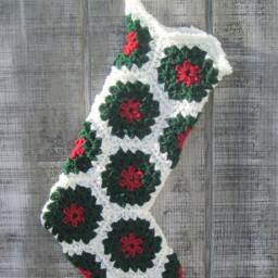Crocheted Granny Square Christmas Stocking - thumbnail 3