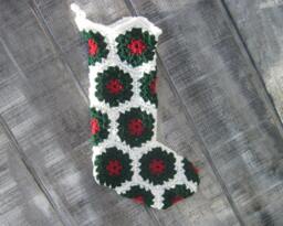 Crocheted Granny Square Christmas Stocking - thumbnail 1