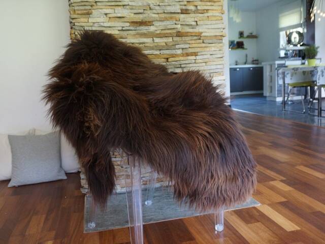 Sheepskin Brown Throw Genuine Leather Wool Carpet Decorative Rug Brown, Carpet, Gray Rugs, Chair Throw, Shag - image 1