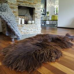 Sheepskin Brown Throw Genuine Leather Wool Carpet Decorative Rug Brown, Carpet, Gray Rugs, Chair Throw, Shag - thumbnail 2