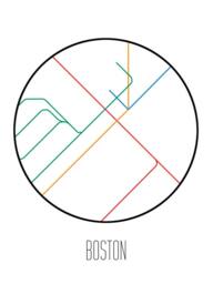 Boston Subway Art Print Minimalist Transit Map Poster - thumbnail 3