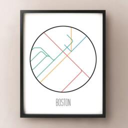 Boston Subway Art Print Minimalist Transit Map Poster - thumbnail 2