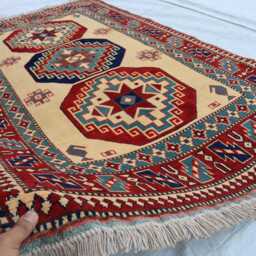 3x6 Feet Collector Piece Afghan Rug, Brand New Handmade High Pile Soft Wool Traditional Dining Table Living Room Rug - thumbnail 4