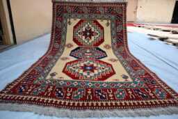 3x6 Feet Collector Piece Afghan Rug, Brand New Handmade High Pile Soft Wool Traditional Dining Table Living Room Rug