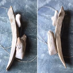 Driftwood Hearts Wall Hanging Assemblage, Natural Found Art, Home Decor, 5Th Wedding Anniversary Gift - thumbnail 3