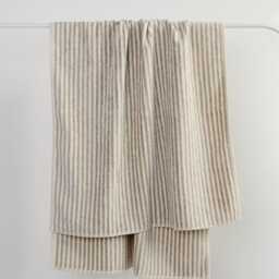 striped Linen Terry Bath Towel, Absorbent Spa Decor, Sustainable Housewarming Gift - thumbnail 3