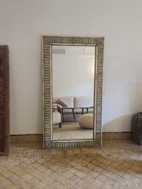 Rectangular Cow Bone Frame Mirror - Handmade Moroccan Wall Bohemian & Luxury Home Decor - image 1