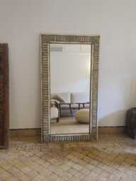 Rectangular Cow Bone Frame Mirror - Handmade Moroccan Wall Bohemian & Luxury Home Decor - thumbnail 1
