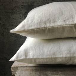 stonewashed Linen Pillow Case in Off White/Milk White/Optic White/ Linen Cushion Cover With Hidden Zipper Cream White