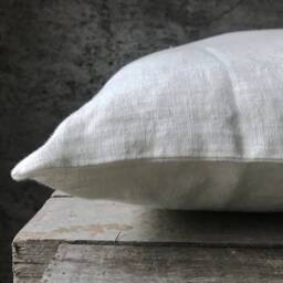 stonewashed Linen Pillow Case in Off White/Milk White/Optic White/ Linen Cushion Cover With Hidden Zipper Cream White - thumbnail 2