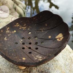 Hand Carved Coconut Shell Soap Dish, Eco Friendly Sea Design - thumbnail 4
