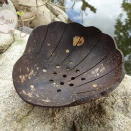 Hand Carved Coconut Shell Soap Dish, Eco Friendly Sea Design - thumbnail 2