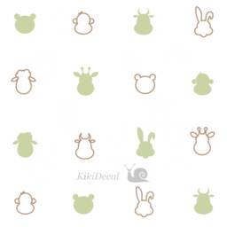 24 Pieces Bear, Cow, Giraffe, Rabbit, Monkey & Sheep Heads & Contour Wall Decals - Kids Room Vinyl Decal, Nursery Decal - thumbnail 2