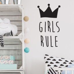 Wall Sticker Girls Rule -Wall Decals Quote - Bedroom Kids Stickers Home Decor Child's Playroom - thumbnail 1