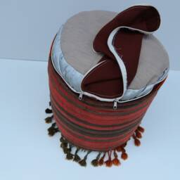 Handmade Kilim Pouf Cover, Wool Ottoman Footstool, 45x45 cm - thumbnail 4