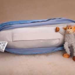 Scottish Wool Neck Pillow Adjustable Organic Cotton Cover, Travel Comfort - thumbnail 3