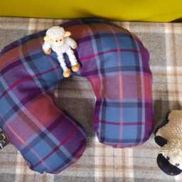 Scottish Wool Neck Pillow Adjustable Organic Cotton Cover, Travel Comfort - thumbnail 4