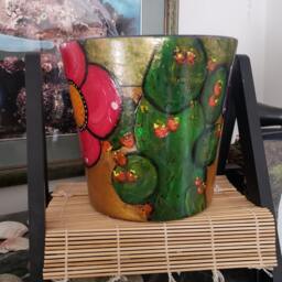 Made To Order -Hand Painted Flower Pot, Cactus, Flowers, Miniture Cactus Painting, Pot, Indoor-Outdoor, Housewarming, Painted Pot - thumbnail 2