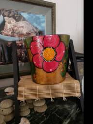 Made To Order -Hand Painted Flower Pot, Cactus, Flowers, Miniture Cactus Painting, Pot, Indoor-Outdoor, Housewarming, Painted Pot - thumbnail 1