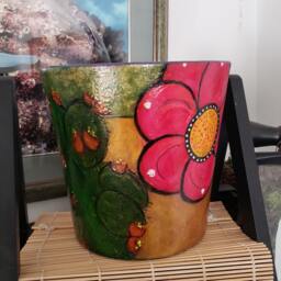 Made To Order -Hand Painted Flower Pot, Cactus, Flowers, Miniture Cactus Painting, Pot, Indoor-Outdoor, Housewarming, Painted Pot - thumbnail 4