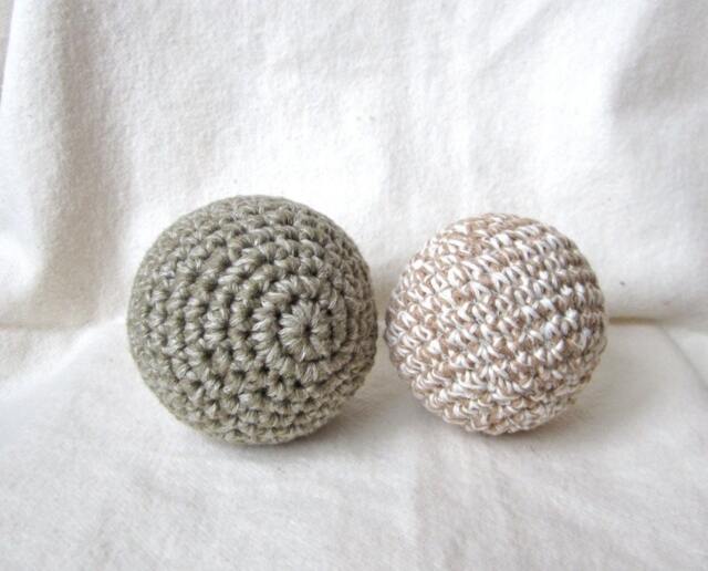 Crochet Organic Cotton Baby Rattle Ball, Neutral Toy - image 1