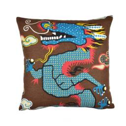 Schumacher - Magical Ming Dragon Brown Fantastical Tibetan Inspired Designer Cushion Cover Handmade Throw Pillow Luxury Home Decor - thumbnail 2
