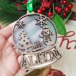 Snow Globe Personalised Christmas Tree Hanger, Reindeer Name Decoration, Snowman Ornament, Xmas Gift Or Keepsake, Eve Box, Secret Santa