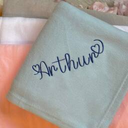 Personalised Baby Blanket Embroidered Love Heart Name Shower Newborn Gift - thumbnail 2