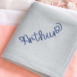 Personalised Baby Blanket Embroidered Love Heart Name Shower Newborn Gift