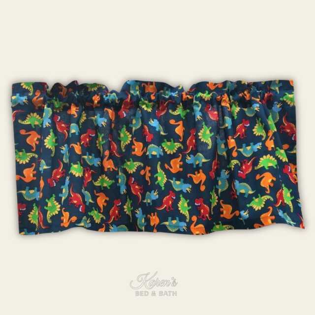 Kitchen Valance - Dinosaur All Over Dino Blue Kids Room Curtain - image 1