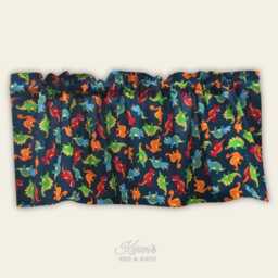 Kitchen Valance - Dinosaur All Over Dino Blue Kids Room Curtain - thumbnail 1