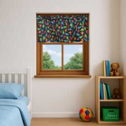 Kitchen Valance - Dinosaur All Over Dino Blue Kids Room Curtain - thumbnail 2