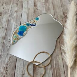 Pressed Flower Vanity Mirror Handmade Epoxy Resin Art - thumbnail 4