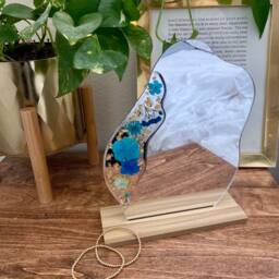 Pressed Flower Vanity Mirror Handmade Epoxy Resin Art - thumbnail 2