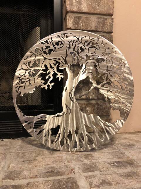 Metal Tree Of Life Wall Art, Rustic Steel Sculpture, Nature Inspired Home Decor - image 1