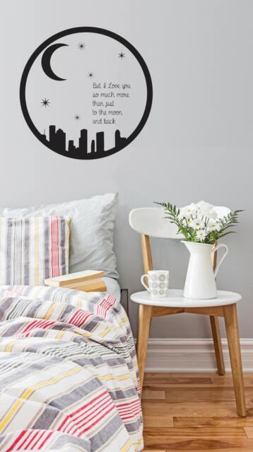 Moon & Back Quote Vinyl Wall Decal - Nursery & Bedroom Decor - image 1