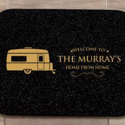 Personalised Caravan Mat - Black/Gold , Mobile Caravan Camping Door 44cm X 32cm Indoor Accessories - thumbnail 3