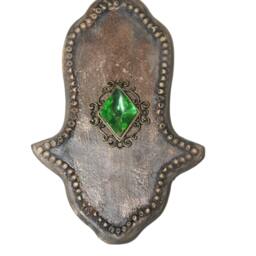 stone Hamsa Wall Hanging With Turquoise Evil Eye Charm - 4x3 - thumbnail 2