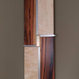 Wood Wall Art -Spiked - Figured Maple & Tigerwood with Bronze & Aluminum Accents, Metal - thumbnail 2