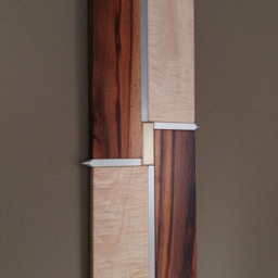 Wood Wall Art -Spiked - Figured Maple & Tigerwood with Bronze & Aluminum Accents, Metal - thumbnail 3