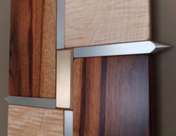 Wood Wall Art -Spiked - Figured Maple & Tigerwood with Bronze & Aluminum Accents, Metal - thumbnail 1