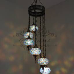 7 - Ball Turkish Water Drop Style Mosaic Chandelier With Large Globes - thumbnail 2